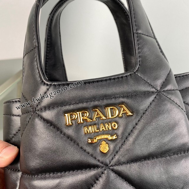 Prada專櫃新款迷你號手提購物袋 1BG451 普拉達羊皮mini菱格菜籃子手提包 csp1693